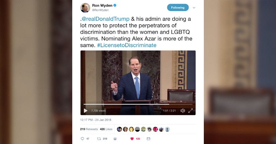 Senator Wyden Echoes Family Equality Council Call: No License to Discriminate at HHS