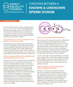 Choosing Between A Known And Unknown Sperm Donor Family - 