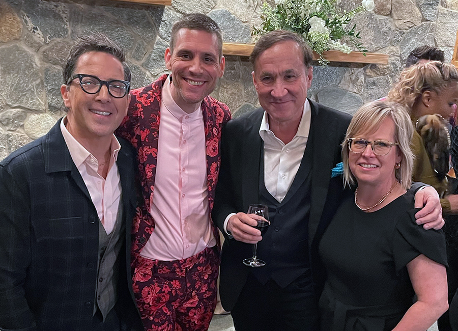 Dan Bucatinsky, Matthew Ramsey, Dr. Terry Dubrow, and Tonya Agnew (Family Equality's VP, Communications & Marketing) at Heather's Family Equality fundraising event