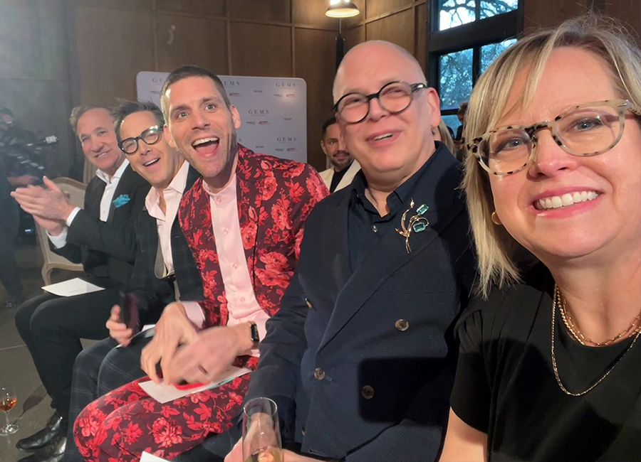 Dr. Terry Dubrow, Dan Bucatinsky, Matthew Ramsey, Jim Obergefell, and Tonya Agnew waiting for Heather's fashion show to start