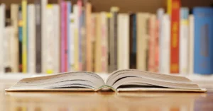 An open book on a desk