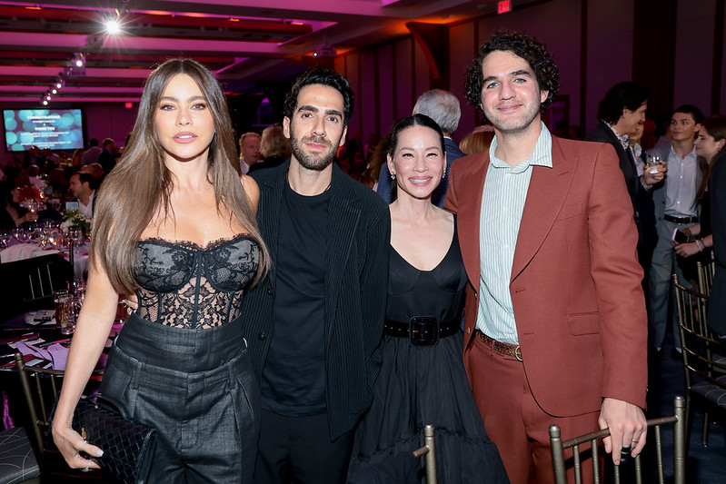 Sofía Vergara, guest, Lucy Liu, and Benny Safdie attend Family Equality's Night at the Pier at Pier Sixty at Chelsea Piers on May 12, 2025 in New York City.