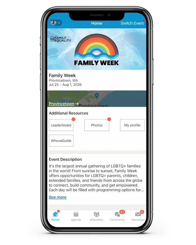 Whova app for Family Week