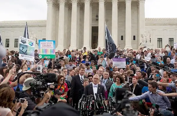 Jim Obergefell in front of the Supreme Court in 2015